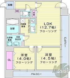札幌市営南北線 さっぽろ駅 徒歩5分の賃貸マンション 3階2LDKの間取り