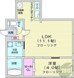 札幌市営東豊線 豊平公園駅 徒歩6分の賃貸マンション 1階1LDKの間取り