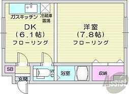 レジデンス松井 3階1DKの間取り