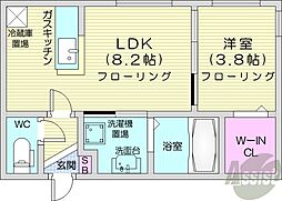 フォレスタ麻生 1階1LDKの間取り