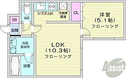 札幌市西区二十四軒三条5丁目マンション 1LDKの間取図画像