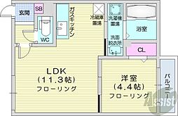 Patio北21 1LDKの間取図画像