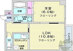 N35フジイMS 1LDKの間取図画像