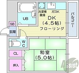 クラークハイツ 1DKの間取図画像