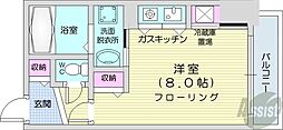 ブランノワールN13.exe ワンルームの間取図画像