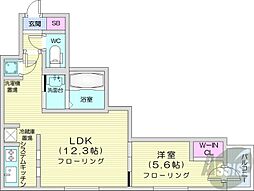 レジデンス北18条 1LDKの間取図画像