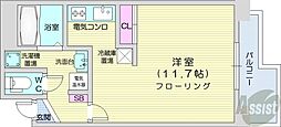 ポレール北大館 1Kの間取図画像