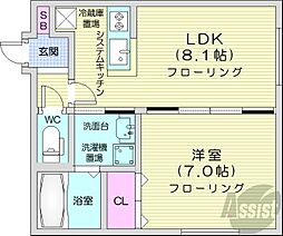 クリアフィールド 1LDKの間取図画像