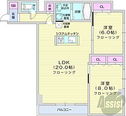 レゾ札幌 2LDKの間取図画像
