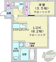 札幌市西区西町北18丁目マンション 1LDKの間取図画像