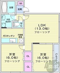 リビング17 2LDKの間取図画像