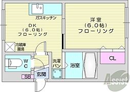 ゆうとビル 1DKの間取図画像