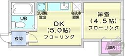 リバティーインハイム 1DKの間取図画像