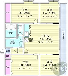 クィーンパレス宮の森 4LDKの間取図画像