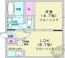 N9 1LDKの間取図画像