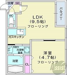 CREDIBLE 1LDKの間取図画像