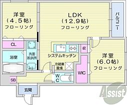 ブランシャール札幌ステーション 2LDKの間取図画像