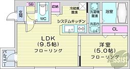 ラ・リベルタ 1LDKの間取図画像