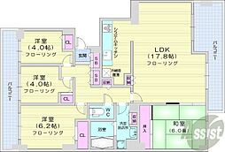 山鼻サンタウン1号館 4LDKの間取図画像