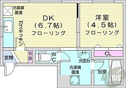 テクトルビル 1DKの間取図画像
