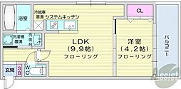 パルクヴィレN21 1LDKの間取図画像