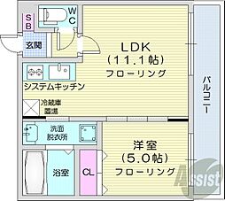 pepero 1LDKの間取図画像