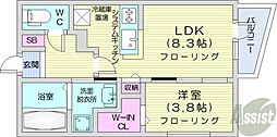 ALPHASQUARE北12西3 1LDKの間取図画像