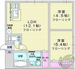 CASACRES 2LDKの間取図画像