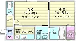 メビウス 1DKの間取図画像
