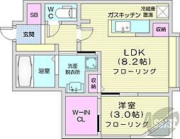 ALPHA RESIDENCE 円山北2条(アルファレジデンス円山北2条) 1LDKの間取図画像