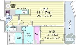 ビッグパレス中島公園リバーサイドB棟 1LDKの間取図画像