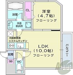 オルセー北17条 1LDKの間取図画像
