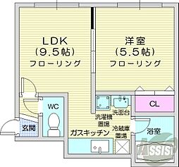 元町60 1LDKの間取図画像