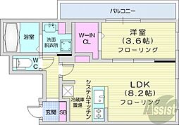 札幌市中央区南四条西25丁目マンション 1LDKの間取図画像