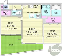 札幌市中央区南四条西25丁目マンション 2LDKの間取図画像