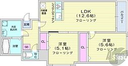 HSCOURT医大前 2LDKの間取図画像