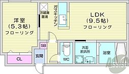 シリウス環状通東 1LDKの間取図画像