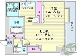 ピュア東彩館2 1LDKの間取図画像