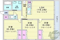 札幌市中央区南十五条西6丁目マンション 3LDKの間取図画像
