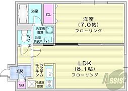 クリアフィールド 1LDKの間取図画像