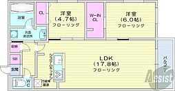 札幌市中央区南十五条西8丁目マンション 2LDKの間取図画像