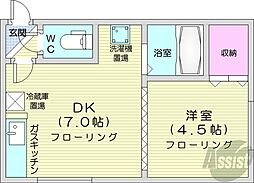 アムクレスト2422 1DKの間取図画像