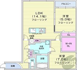 FERIZSARA 2LDKの間取図画像