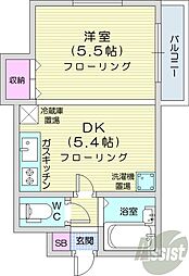 プレサント南2西19 1DKの間取図画像