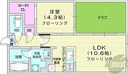 札幌市中央区北三条西30丁目マンション 1LDKの間取図画像