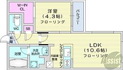 札幌市中央区北三条西30丁目マンション 1LDKの間取図画像