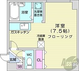 パラシオンN29 1Kの間取図画像