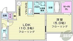 rihoed 1LDKの間取図画像