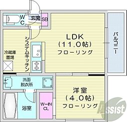札幌市西区二十四軒三条3丁目マンション 1LDKの間取図画像