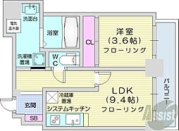 クレア北24条 1LDKの間取図画像